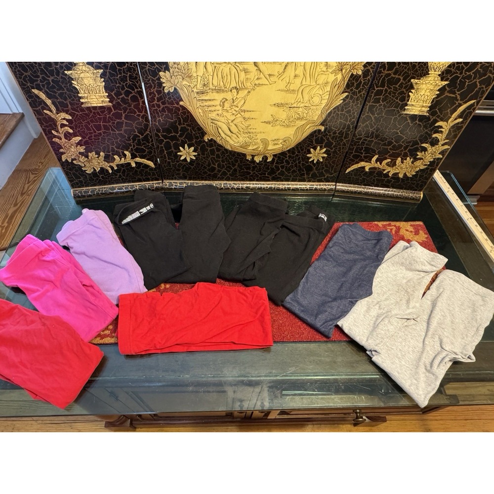 Lot of 11 Girls Leggings Size 6 6X Pants Black Pink Red Purple Gray Navy